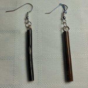 No 285 Pretty minimalist handmade earrings with wood pieces